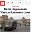 Cover von der Bildzeitung vom Raubüberfall auf das Louvre in Paris